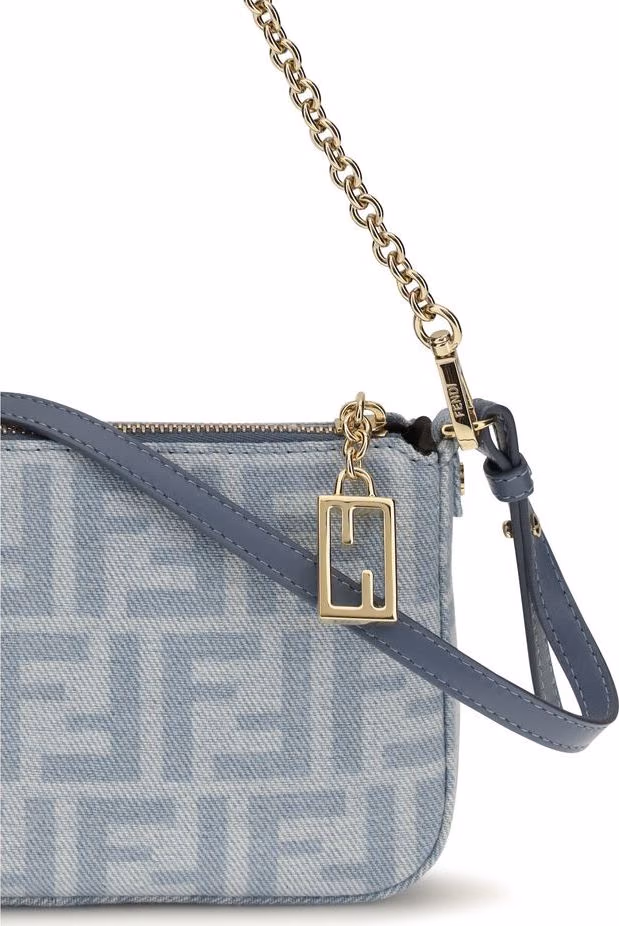 Fendi Blue Cotton Clutch Bag