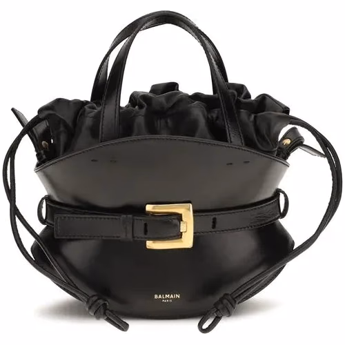 Balmain Black Calf Leather Bos Taurus Shoulder Bag