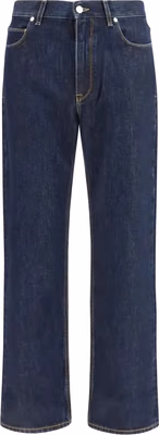 Blue Cotton Straight-Leg Jeans