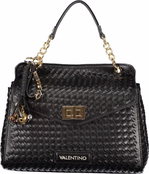 Mario Valentino Black Polyurethane Women's Bag with Adjustable Strap