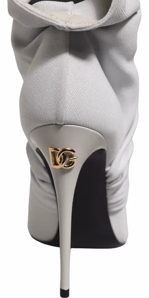 Dolce & Gabbana Gray Stretch Socks Heels Ankle Boots Shoes