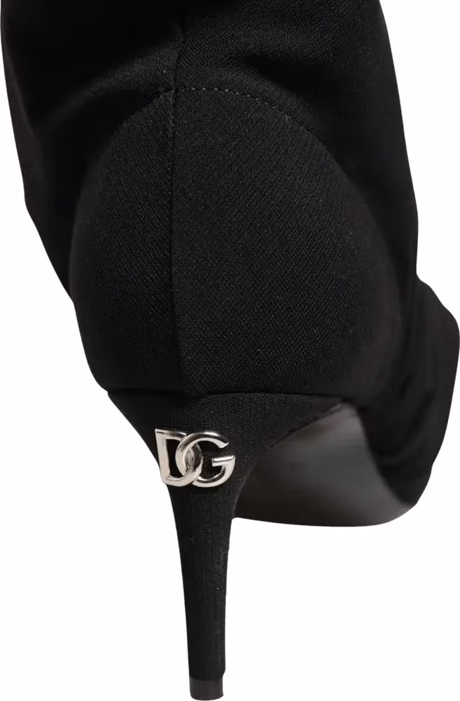 Dolce & Gabbana Black Stretch Socks Heels Ankle Boots Shoes