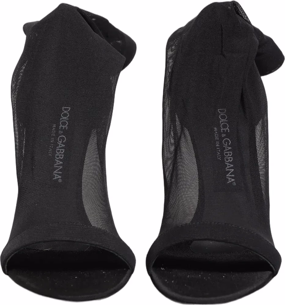 Dolce & Gabbana Black Nylon Mesh Sock Style Boots Shoes