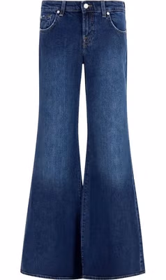 Blue Cotton Flared Jeans