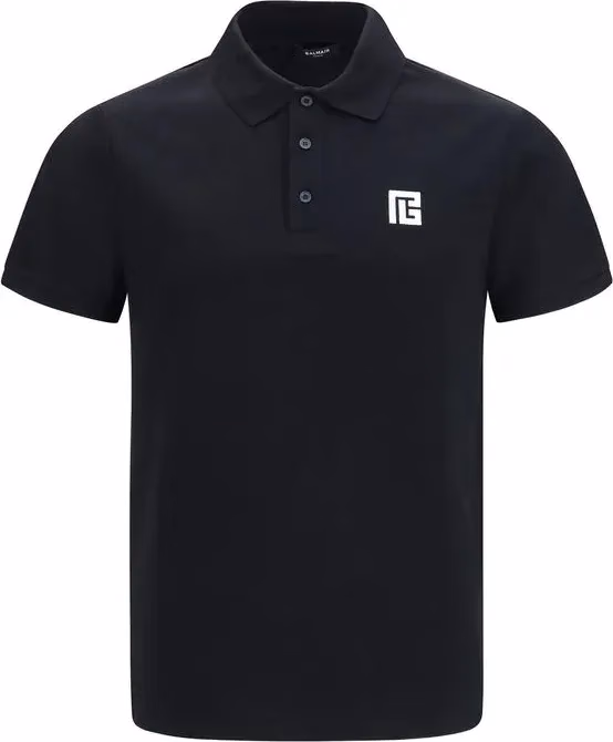 Balmain Black Cotton Polo Shirt