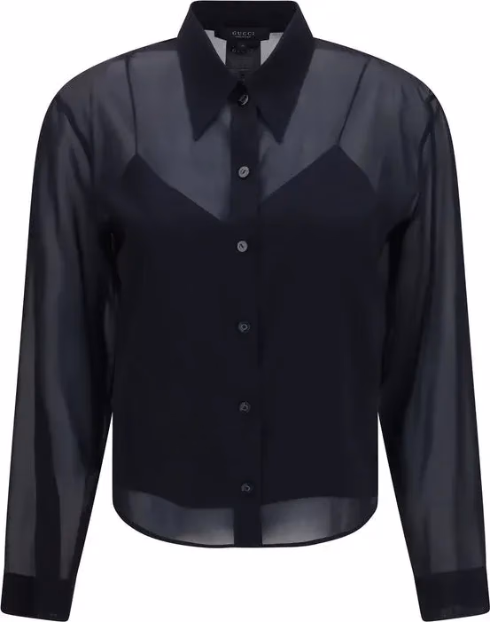 Gucci Black Silk Pattern Shirt