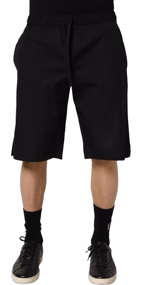 Dolce & Gabbana Black Cotton Sweatshorts Men Bermuda Shorts