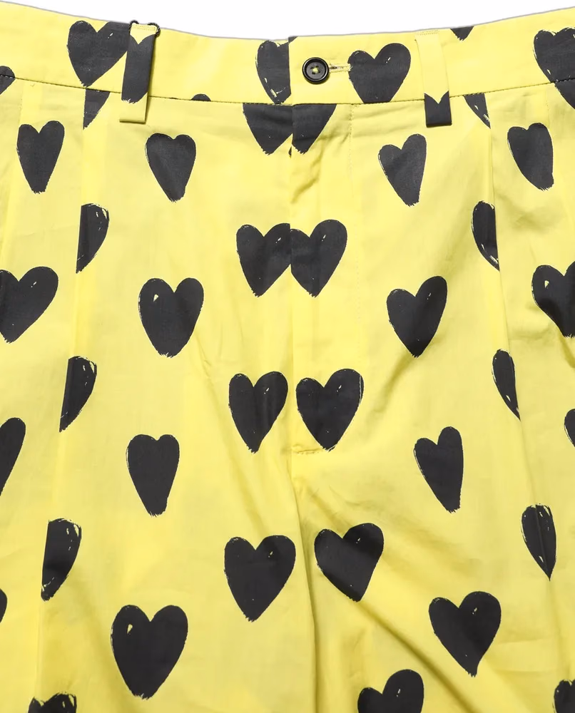 Dolce & Gabbana Yellow Cotton Heart Print Men Bermuda Shorts