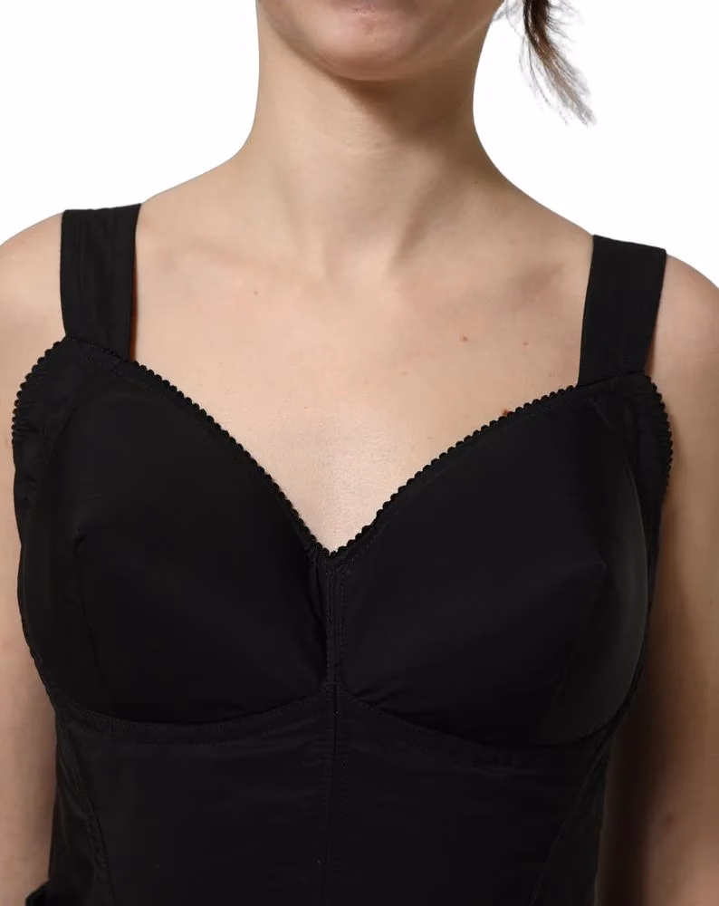 Dolce & Gabbana Black Nylon A-Line Sleeveless Mini Dress