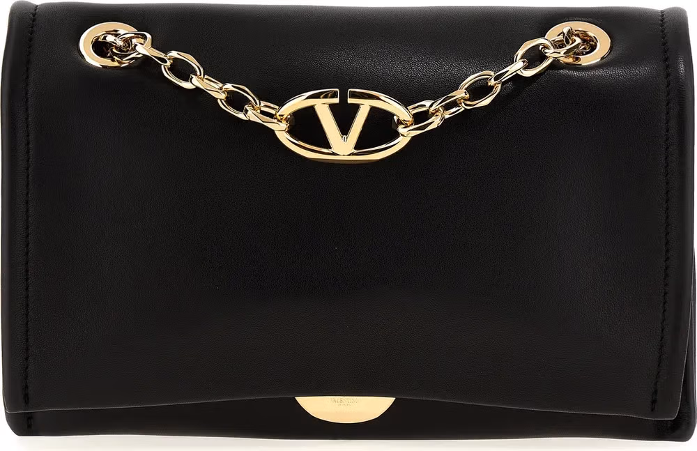 Valentino Garavani Black Lamb Leather Shoulder Bag
