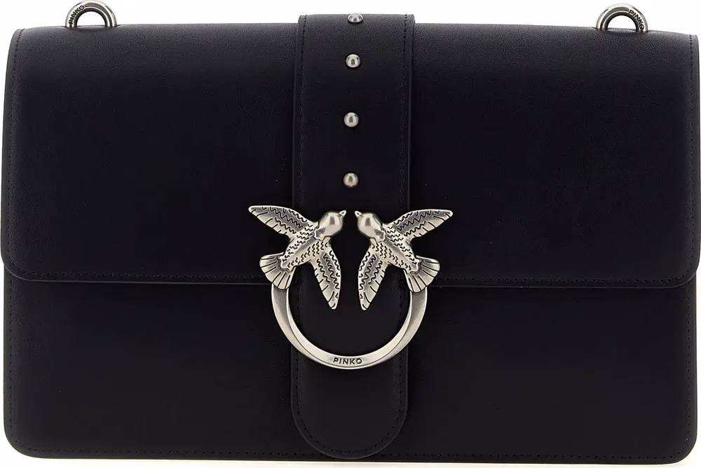 PINKO Black Goatskin Crossbody Bag
