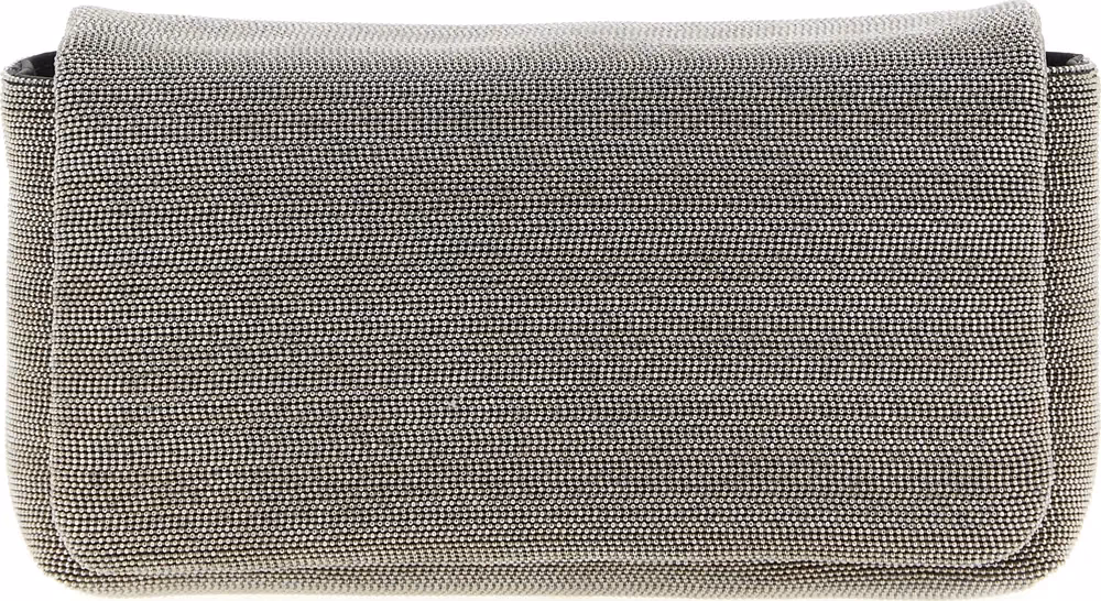 Brunello Cucinelli Silver Leather Clutch Bag