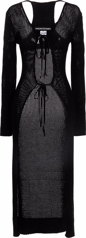 ANDREĀDAMO Black Viscose Cardigan