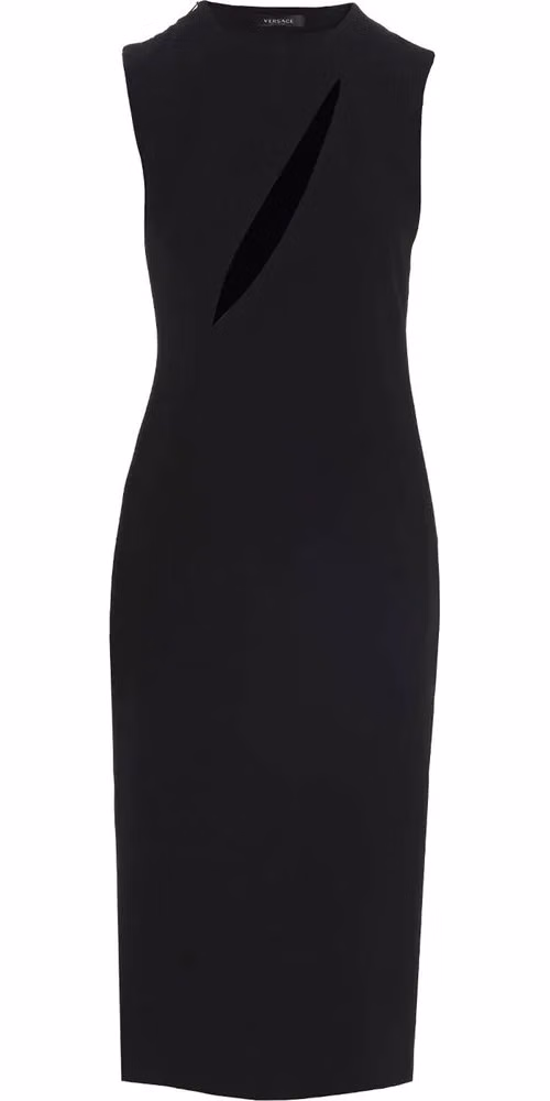 Versace Black Acetate Midi Dress
