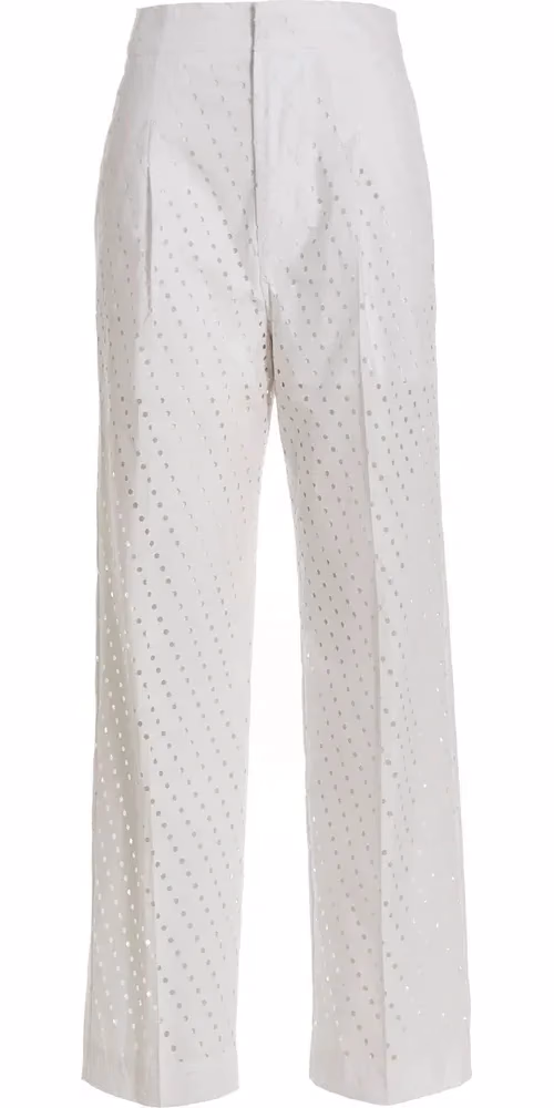NUDE White Cotton Casual Pants