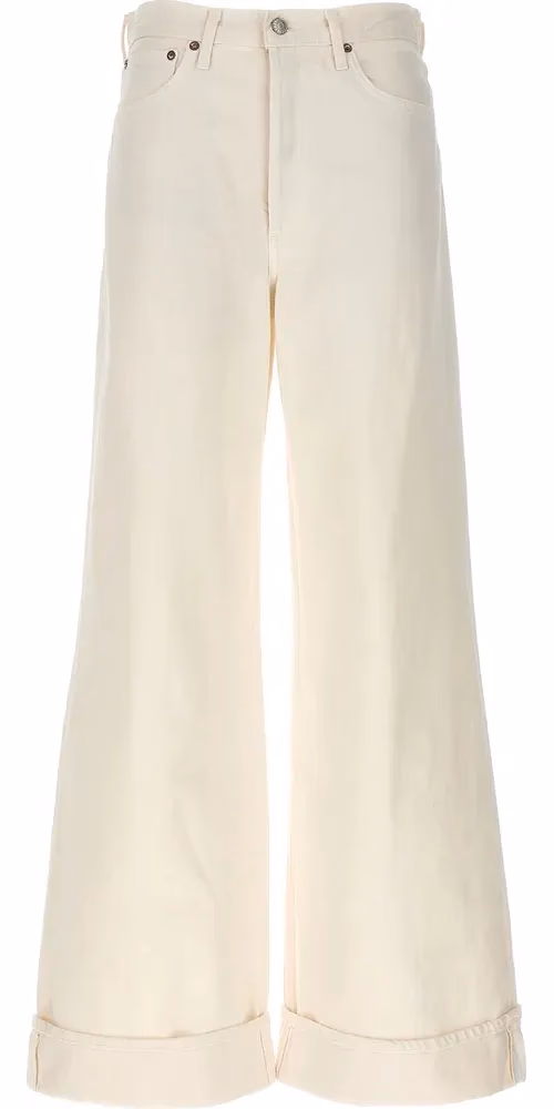 Agolde White Cotton High-Waisted Jean
