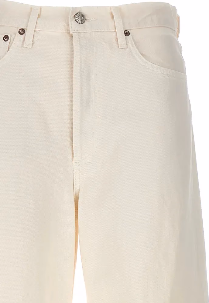 Agolde White Cotton High-Waisted Jean