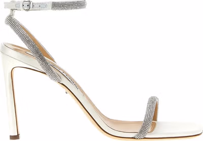 White Goatskin Stiletto Heel Sandals