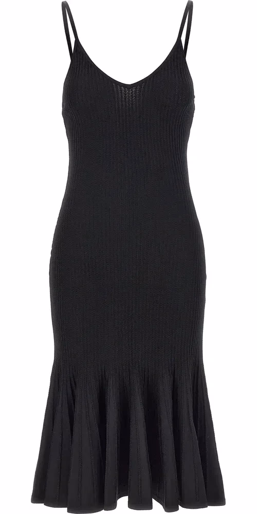 Khaite Black Viscose Midi Dress