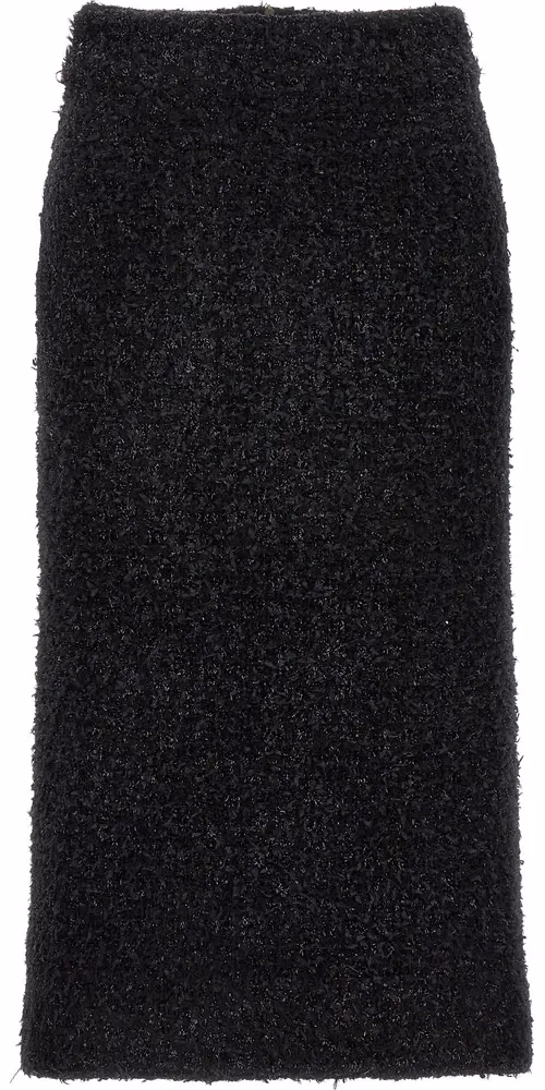 Balenciaga Black Cotton Midi Skirt