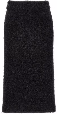 Black Cotton Midi Skirt