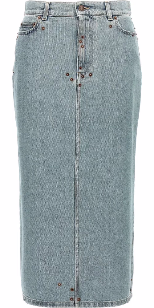 Moschino Blue Cotton Midi Skirt