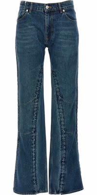 Blue Cotton Flared Jeans