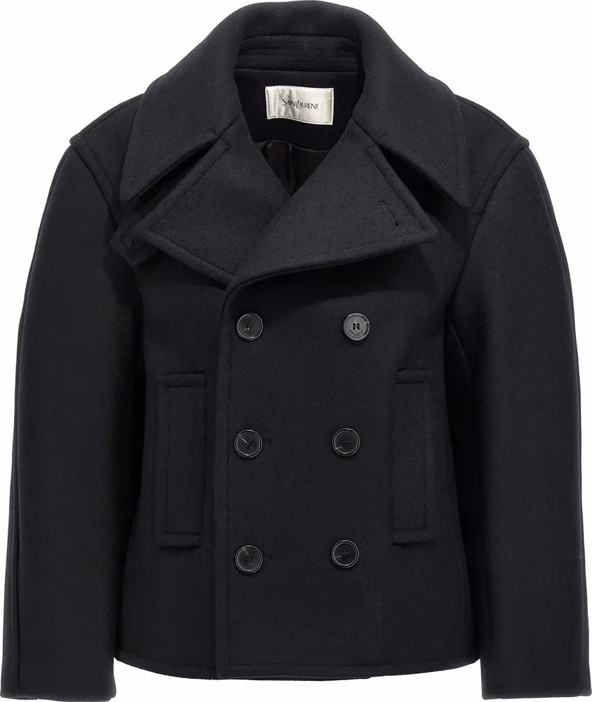 Saint Laurent Black Virgin Wool Coat