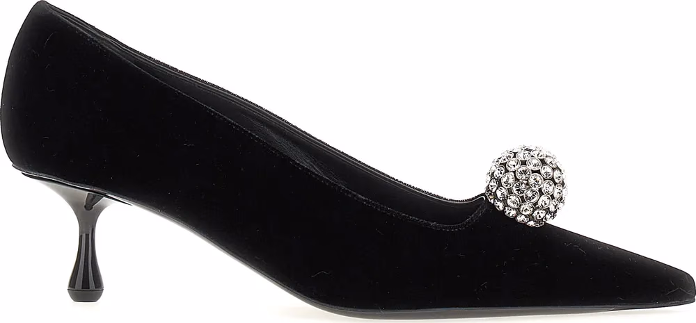 Jimmy Choo Black Textile Mid Heel Pumps