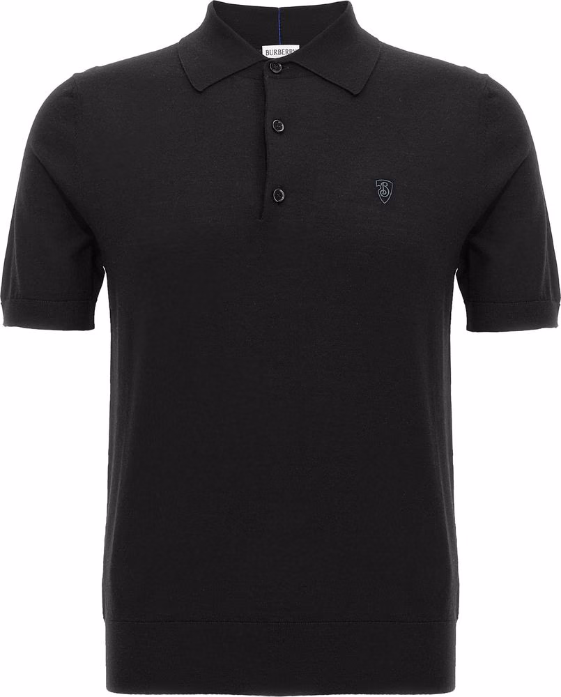 Burberry Black Wool Polo Shirt
