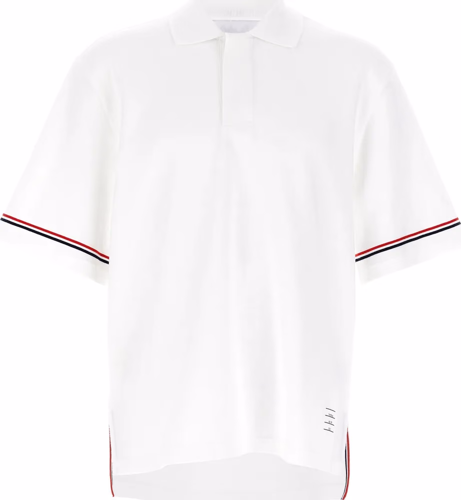Thom Browne White Cotton Polo Shirt
