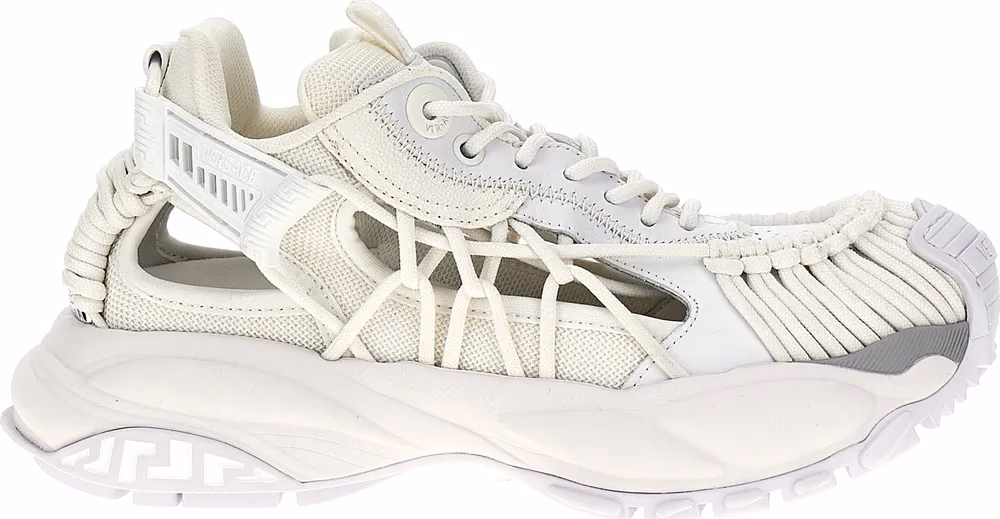 Versace White Calfskin Athletic Sneakers