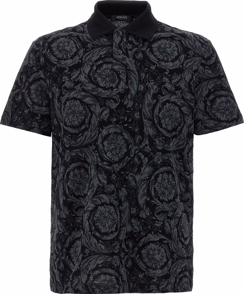 Versace Gray Cotton Polo Shirt
