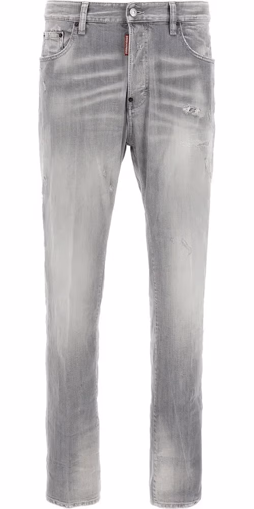 Dsquared² Gray Cotton Straight-Leg Jeans