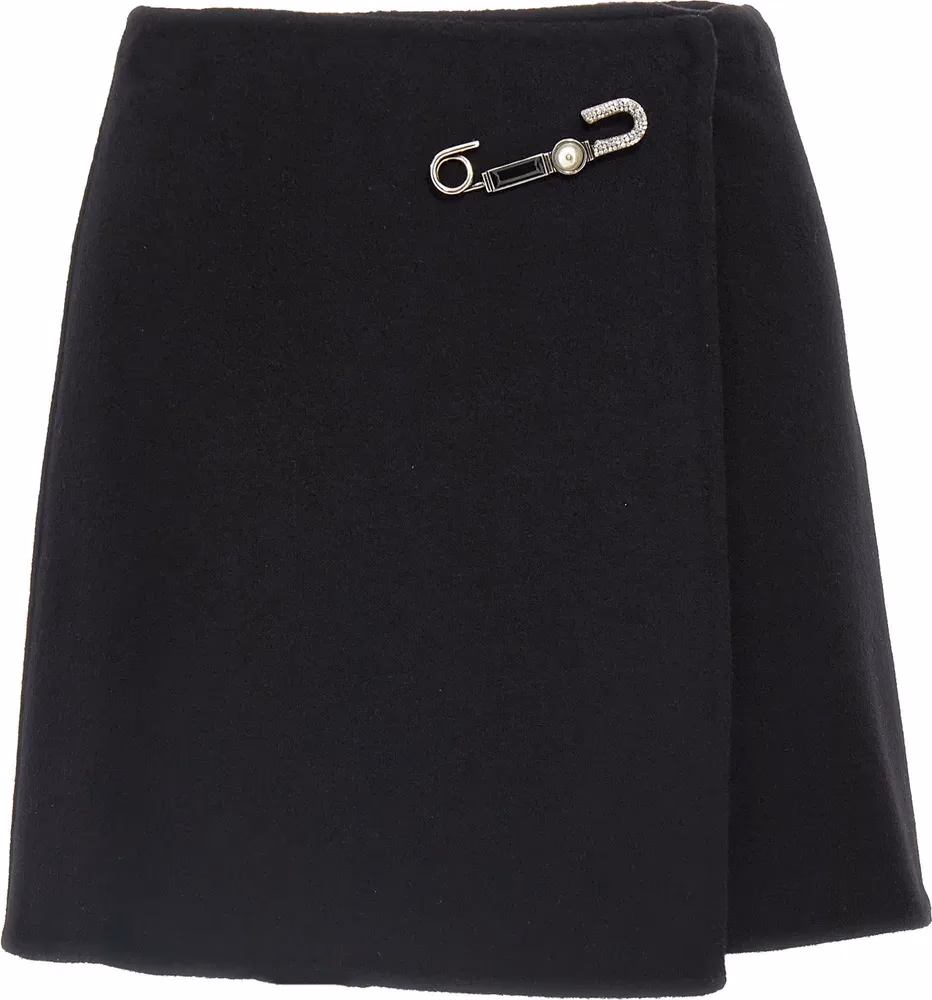 Ermanno Scervino Black Virgin Wool Long Skirt