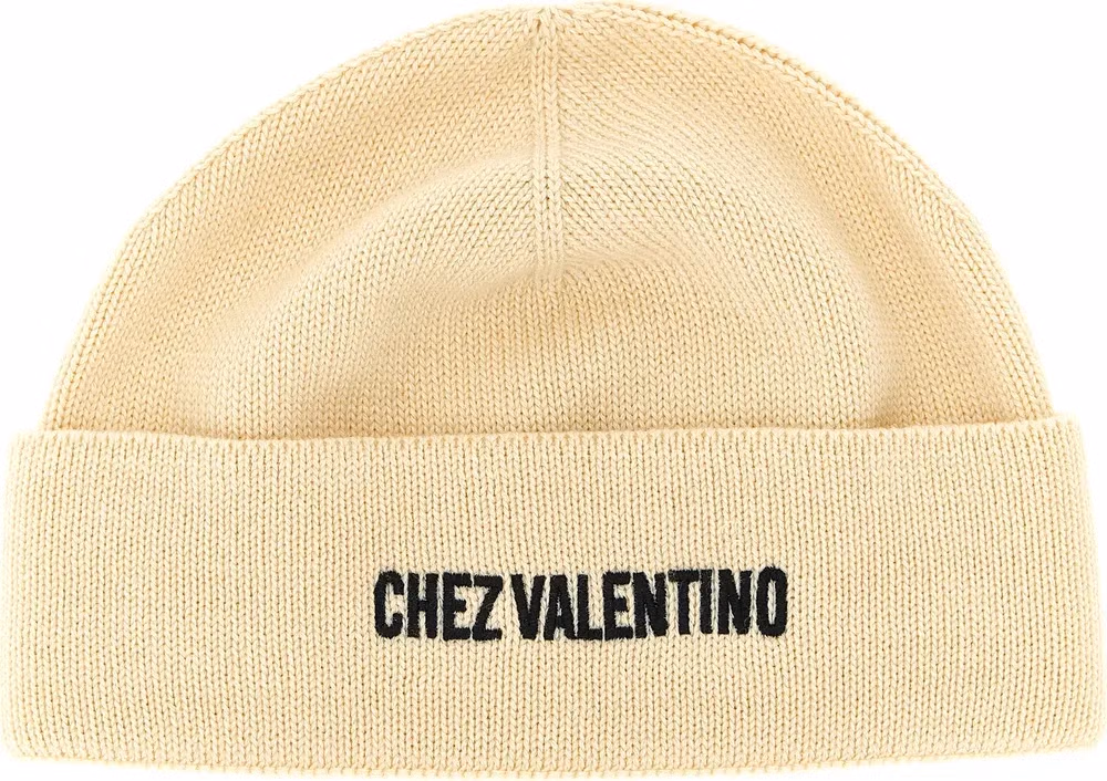 Valentino Garavani Beige Cotton Beanie