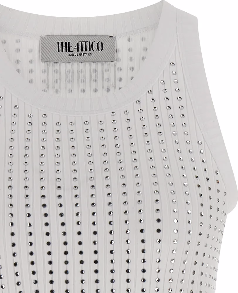 The Attico White Cotton Sleeveles T-Shirt