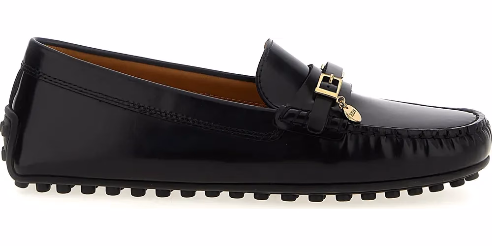 Tod's Black Calfskin Slip-On Loafers