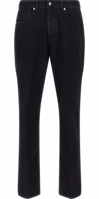 Black Cotton Straight-Leg Jeans