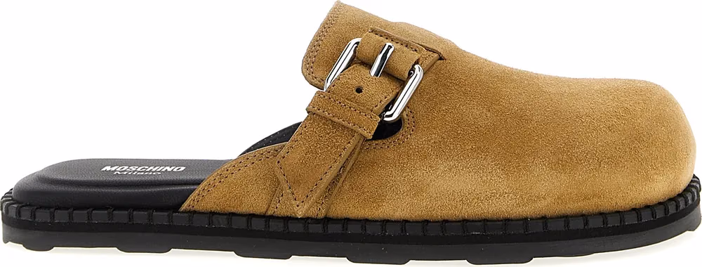 Moschino Beige Leather Clogs
