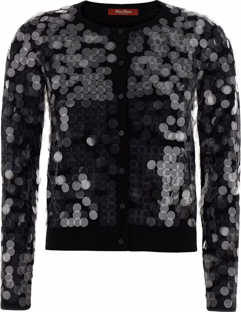 Max Mara Black Virgin Wool Cardigan