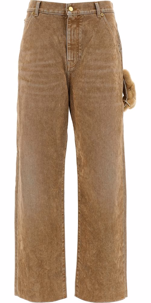 Darkpark Beige Cotton Straight-Leg Jeans
