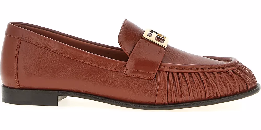 Fendi Brown Lamb Leather Slip-On Loafers