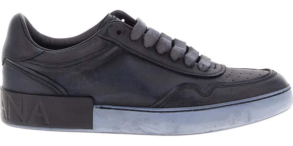 Dolce & Gabbana Black Lamb Leather Low Top Sneakers