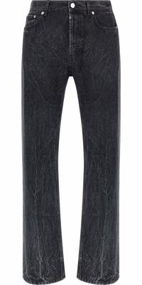 Black Cotton Straight-Leg Jeans