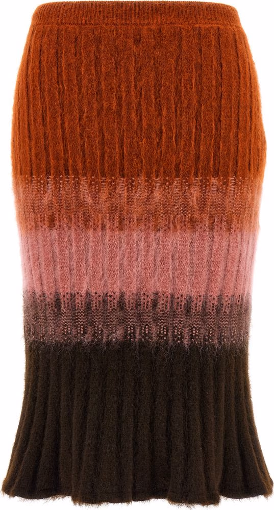 Fendi Multicolor Wool Midi Skirt