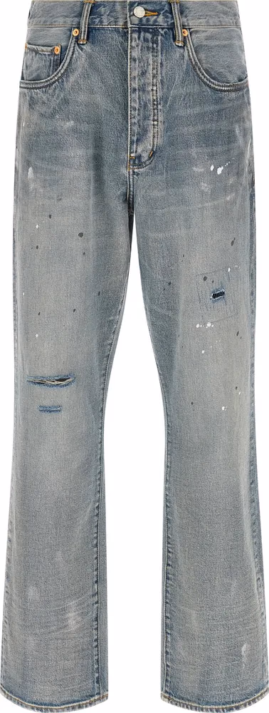 PURPLE Blue Cotton Straight-Leg Jeans
