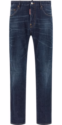 Blue Cotton Straight-Leg Jeans