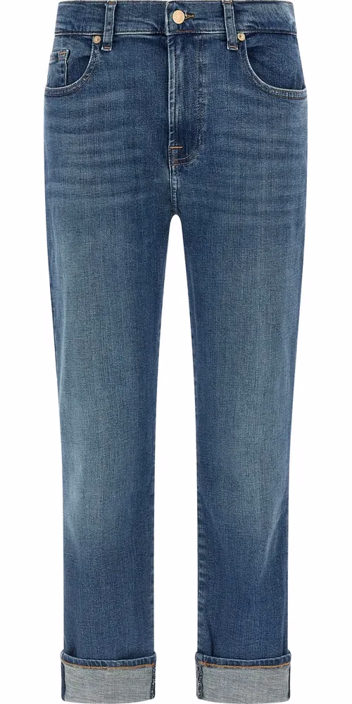 7 For All Mankind Blue Cotton Relaxed Fit Jeans