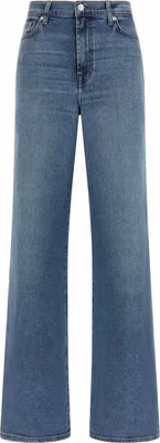Blue Cotton Straight-Leg Jeans